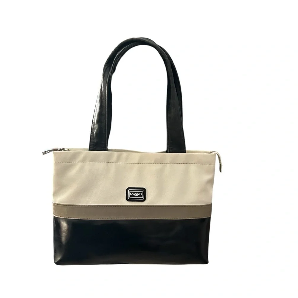 Lacoste Horizontal Shopping Bag Black and IvoryTote